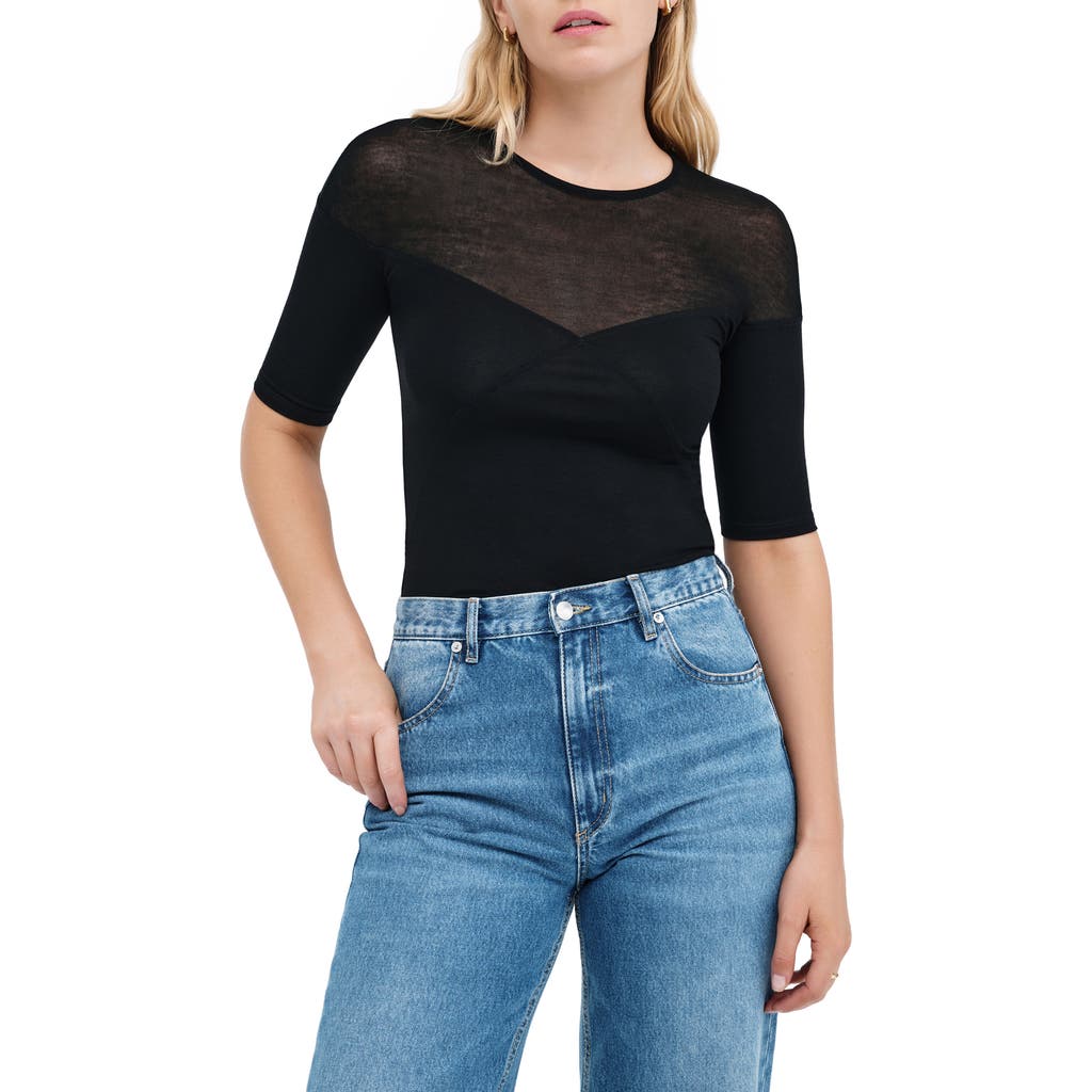 Marcella Adeline Mixed Media Top in Black  product