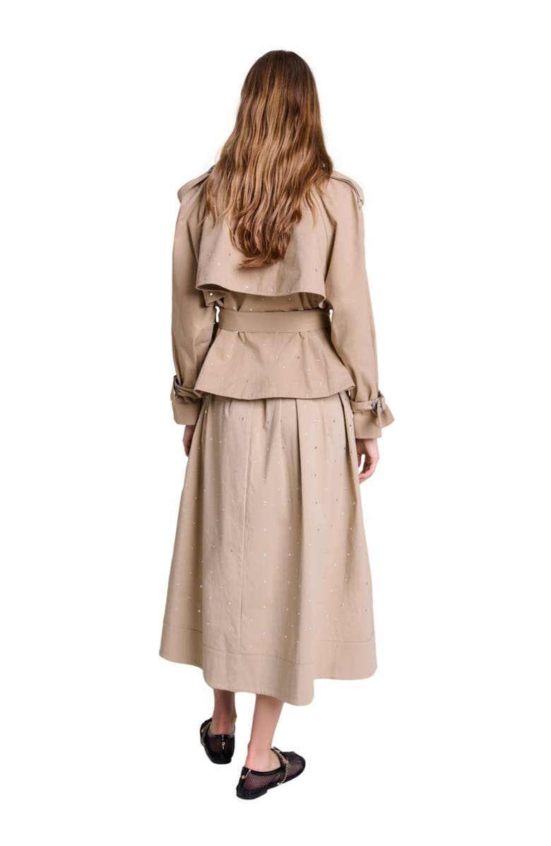 maje Short studded trench coat, Alternate, color, 