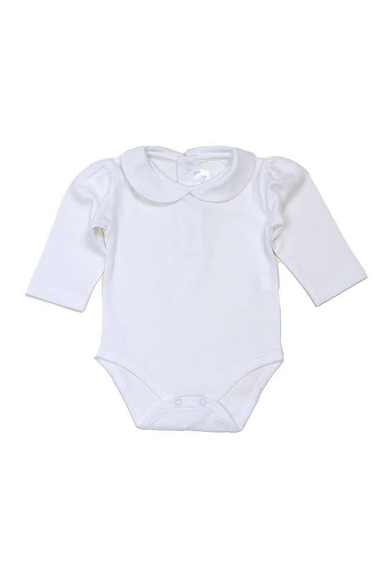 Round Collar Long Sleeve Bodysuit, Main, color, White