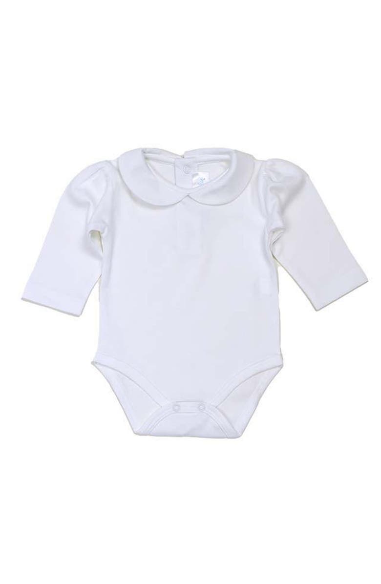 Cuclie Round Collar Long Sleeve Bodysuit, Main, color, White