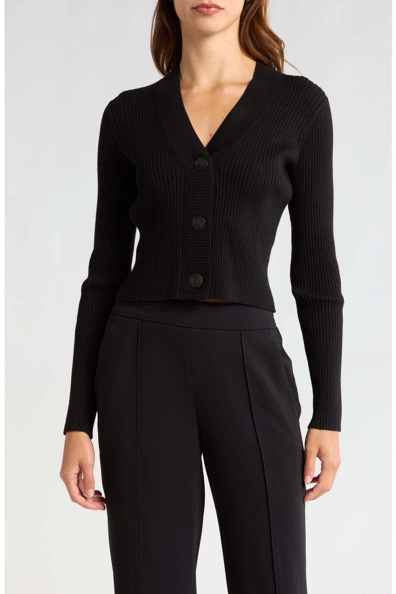 Rib Cardigan, Main, color, BLACK