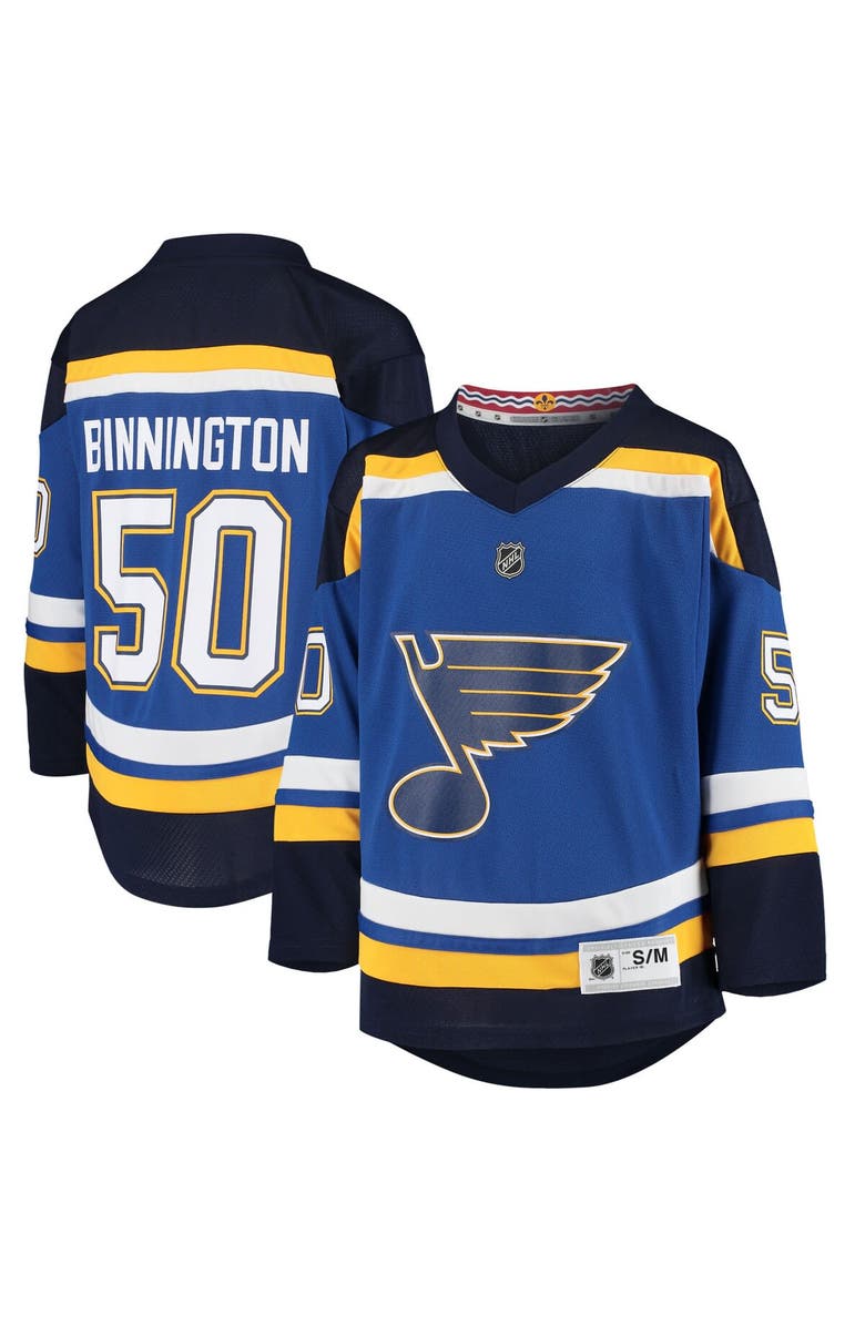 Outerstuff Youth Jordan Binnington Blue St. Louis Blues Home Replica Player Jersey, Main, color, 
