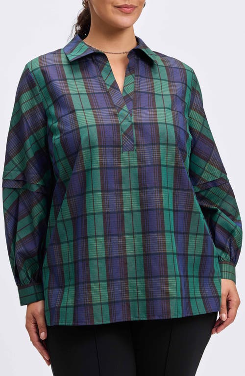 Foxcroft Frankie Plaid Popover Top in Multi 