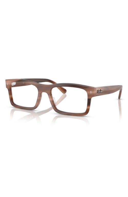 Ray Ban Ray-ban 56mm Rectangular Optical Glasses In Brown Havana