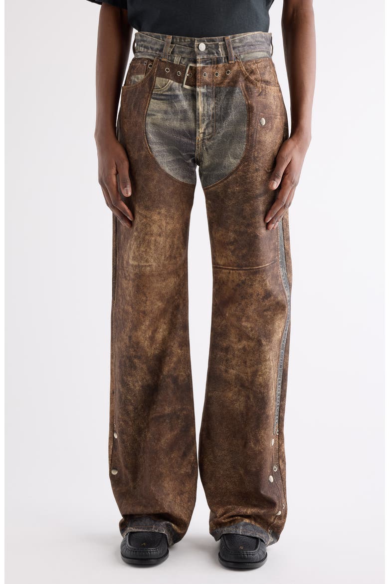 Regular Fit Chaps Trompe l'Oeil Jeans, Main, color, BLUE/ BROWN