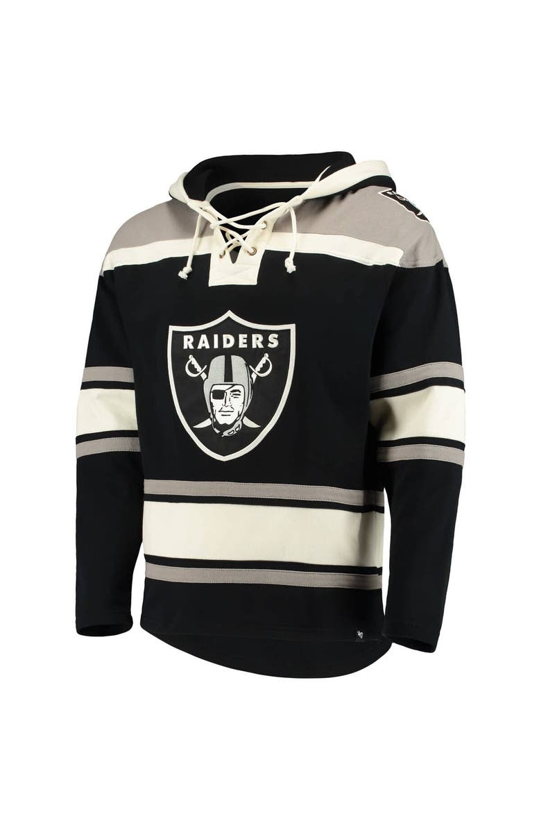 '47 Men's '47 Black Las Vegas Raiders Lacer V-Neck Pullover Hoodie, Alternate, color, Black