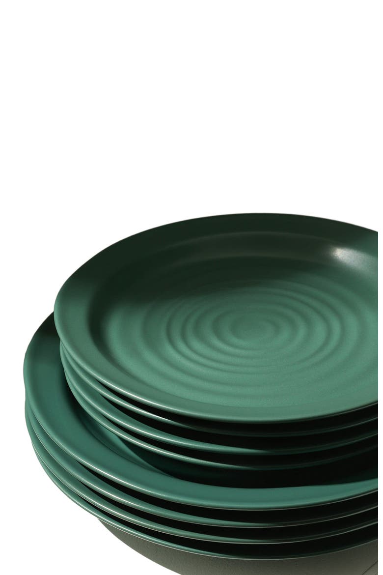 Orbit Stoneware 4-Piece Dinner Plate Set, Alternate, color, Green