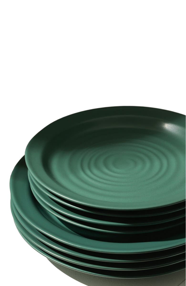 Stone Lain Orbit Stoneware 4-Piece Dinner Plate Set, Alternate, color, Green