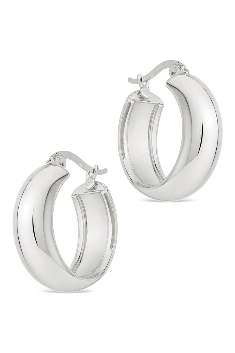 Classic Polished Hoop Earrings, Alternate, color, SILVER