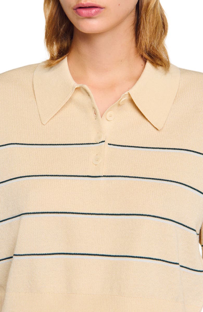 SANDRO Cropped striped knitted sweater, Alternate, color,