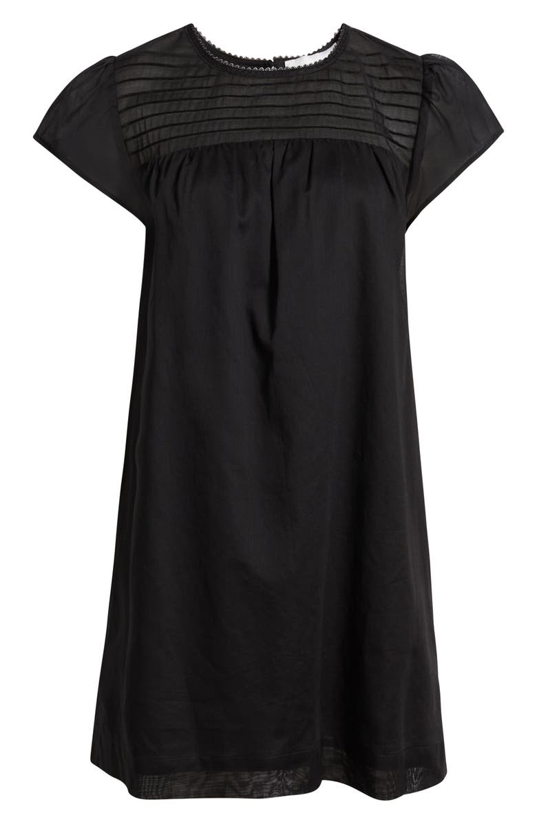 Charles Henry Pintuck Cotton Minidress, Alternate, color, Black