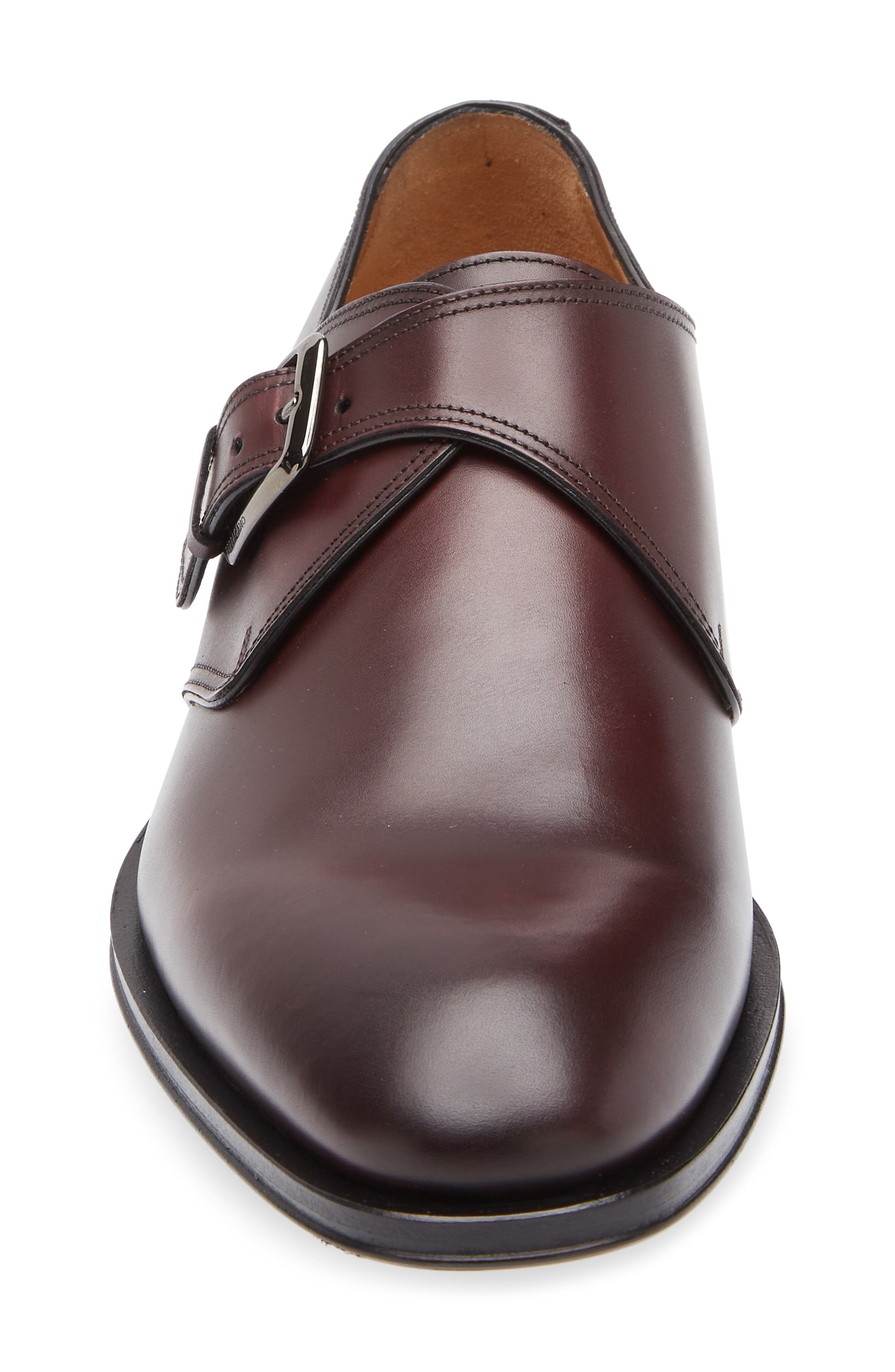 FERRAGAMO Argo Plain Toe Monk Shoe, Alternate, color, Cordovan Nero New Biscotto