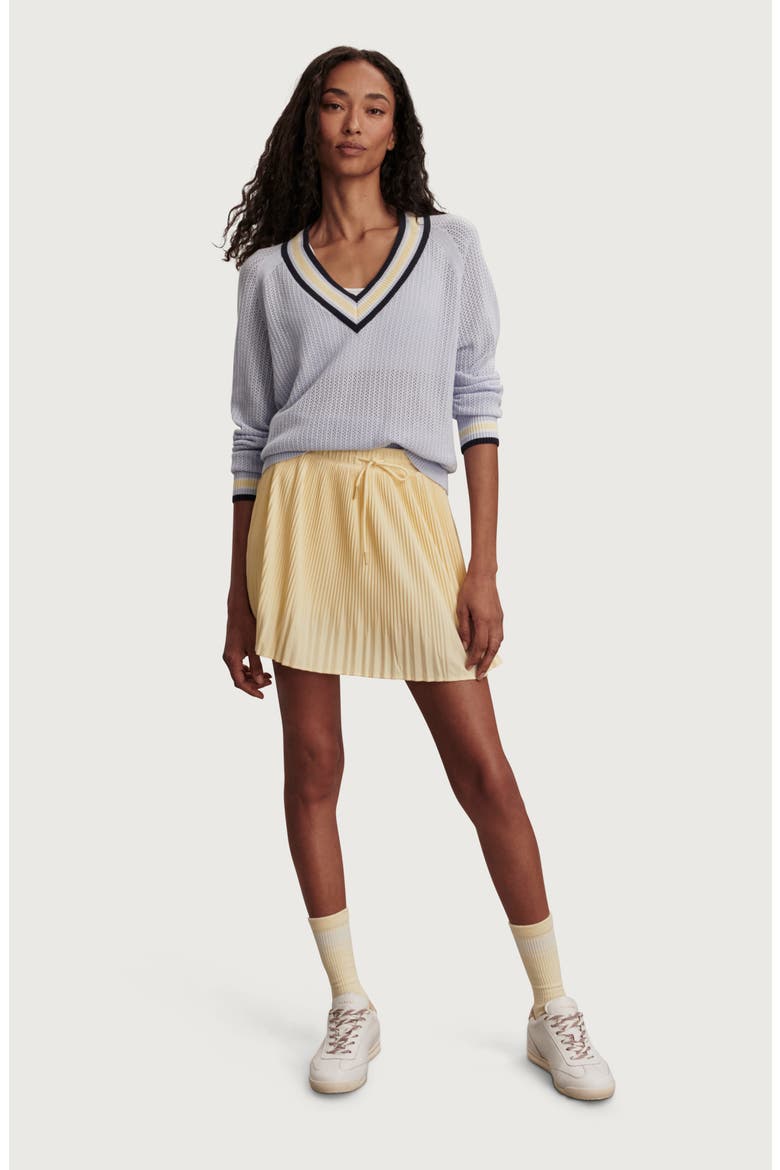 Maurice Open Stitch Cotton V-Neck Sweater, Alternate, color, XENON BLUE