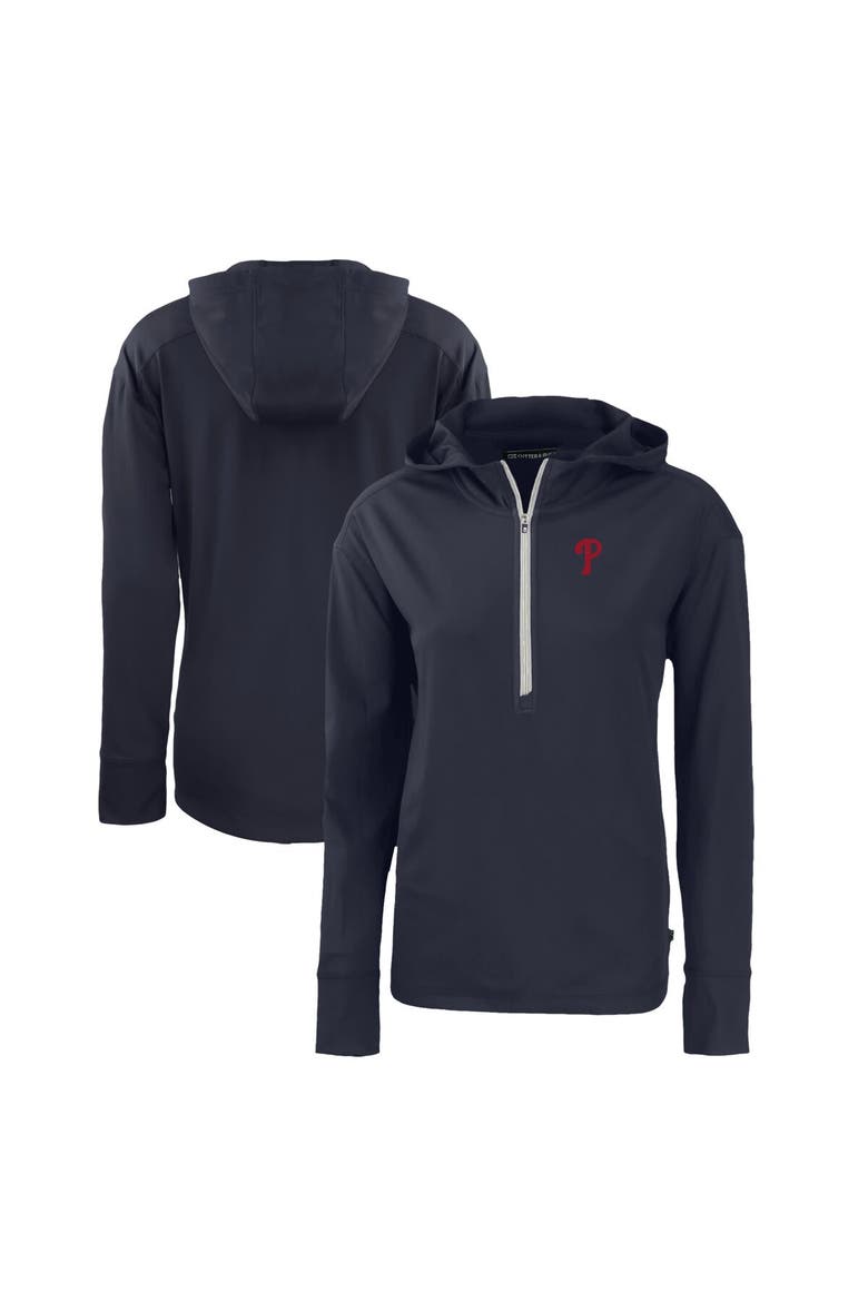 Women's Cutter & Buck  Navy Philadelphia Phillies Daybreak Eco Recycled Half-Zip Hoodie, Alternate, color, Navy