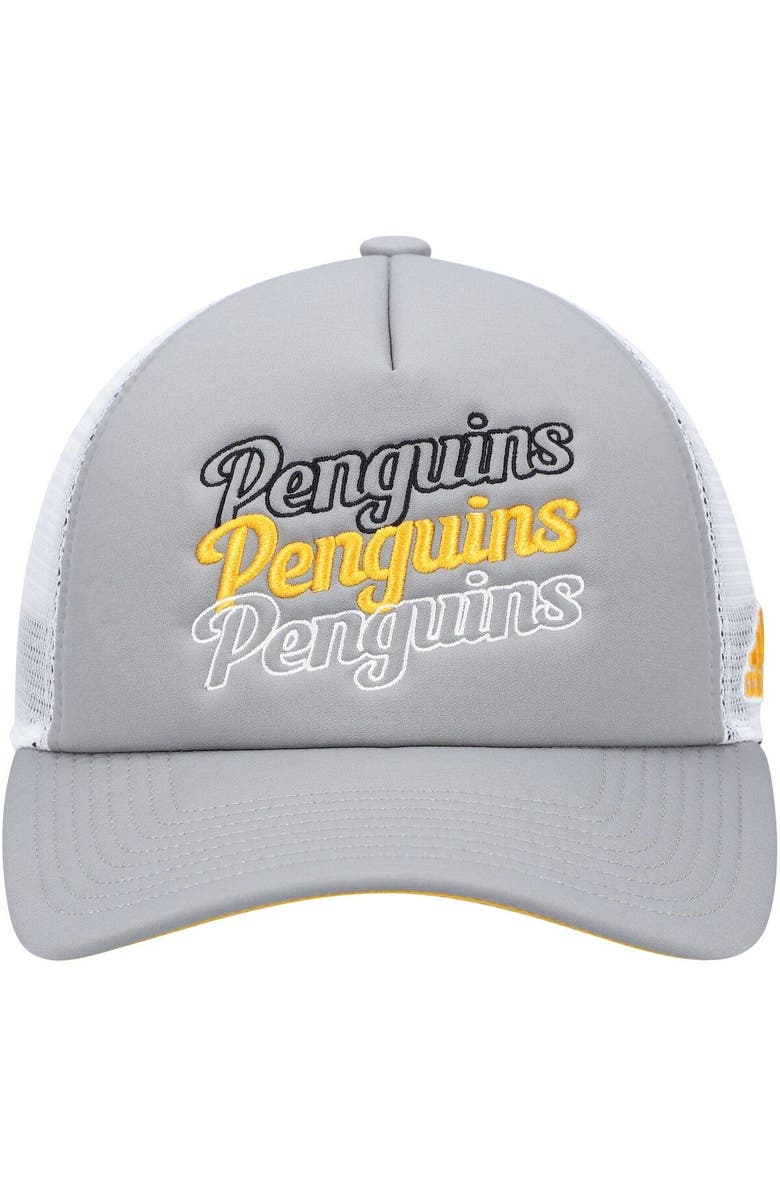 adidas Women's adidas Gray/White Pittsburgh Penguins Foam Trucker Snapback Hat, Alternate, color, Gray