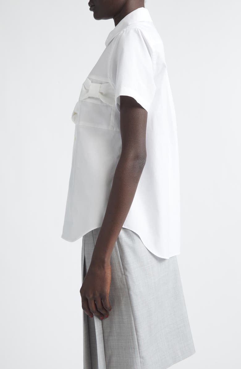 Comme des Garçons Girl Bow Detail Cotton Broadcloth Button-Up Shirt, Alternate, color, White
