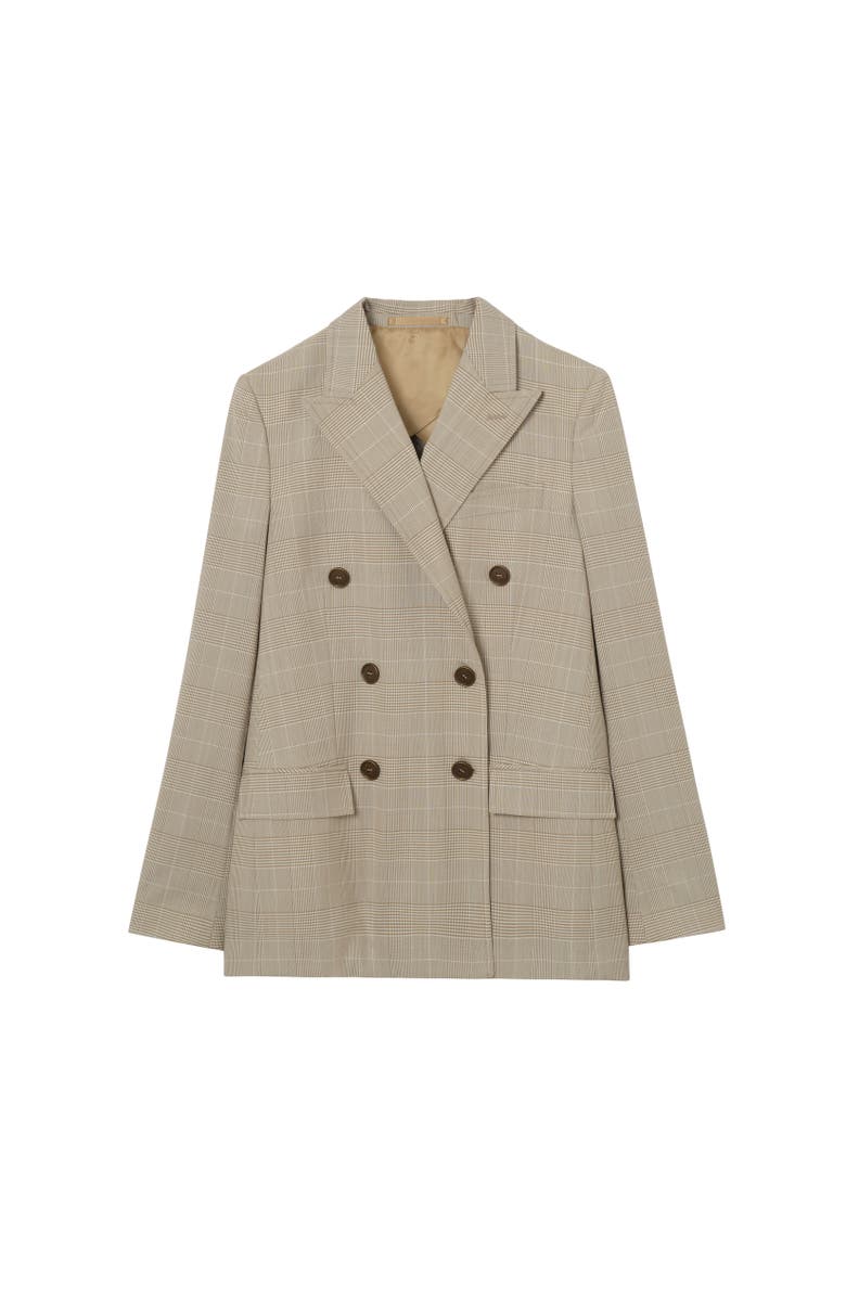Burberry Check Wool Tailored Jacket, Alternate, color, Cloudy White/Mountain Green