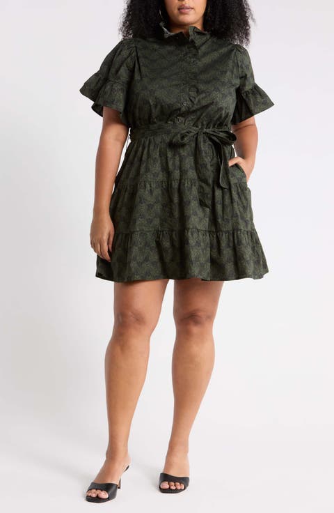 Haslet Floral Ruffled Button Front Dress