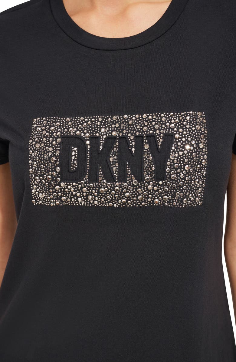 DKNY Rhinetsone Logo Graphic T-Shirt, Alternate, color, Black