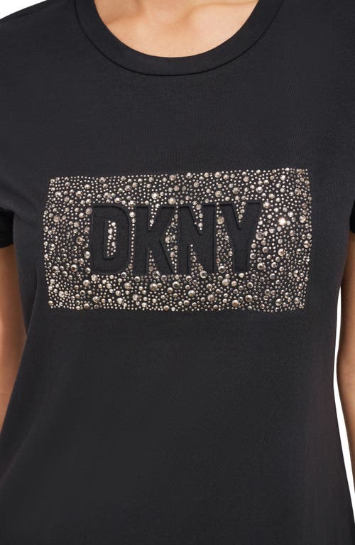 Dkny Rhinetsone Logo Graphic T-shirt In Black