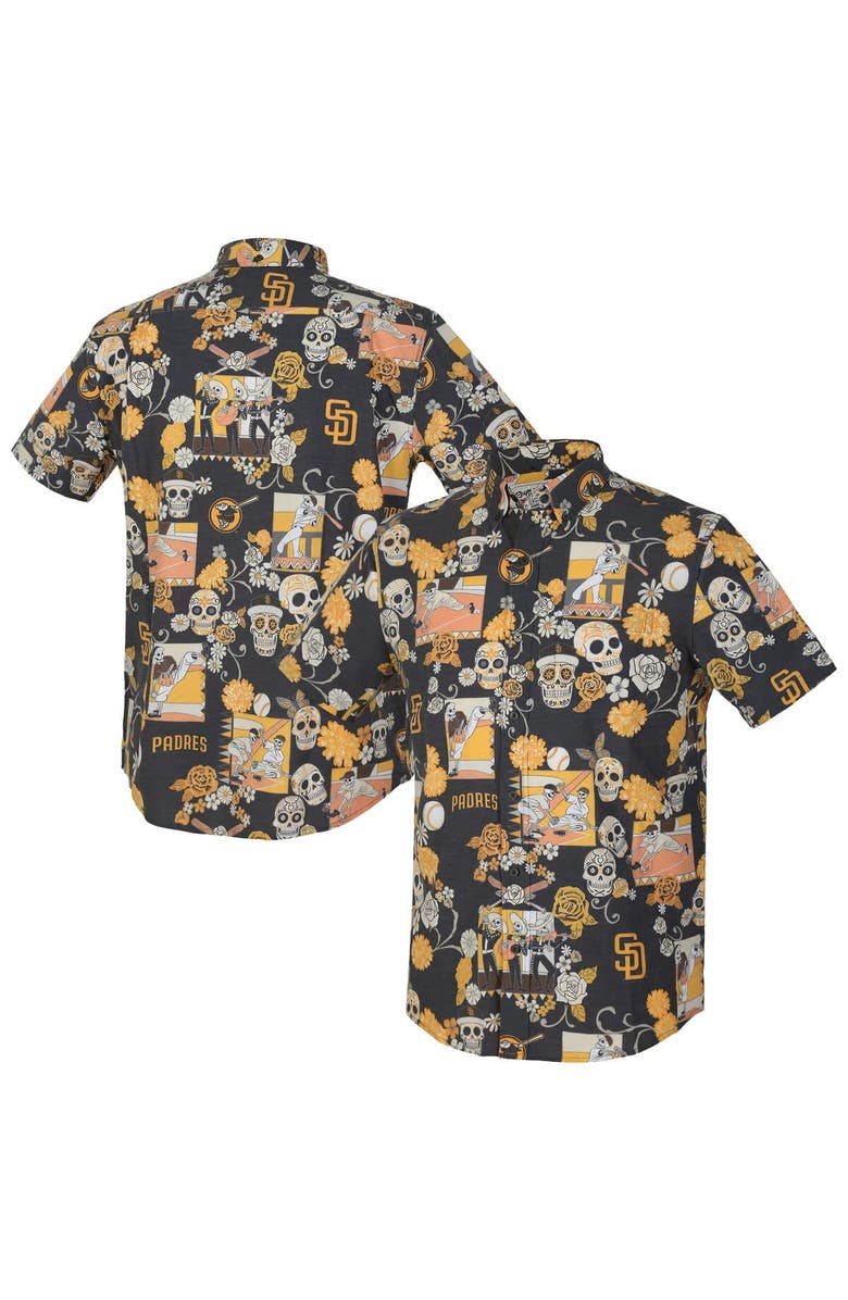 Reyn Spooner Men's Reyn Spooner Black San Diego Padres Día De Los Muertos Performance Full-Button Aloha Shirt, Main, color, Black