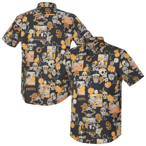 Men's Reyn Spooner Black San Diego Padres Día De Los Muertos Performance Full-Button Aloha Shirt