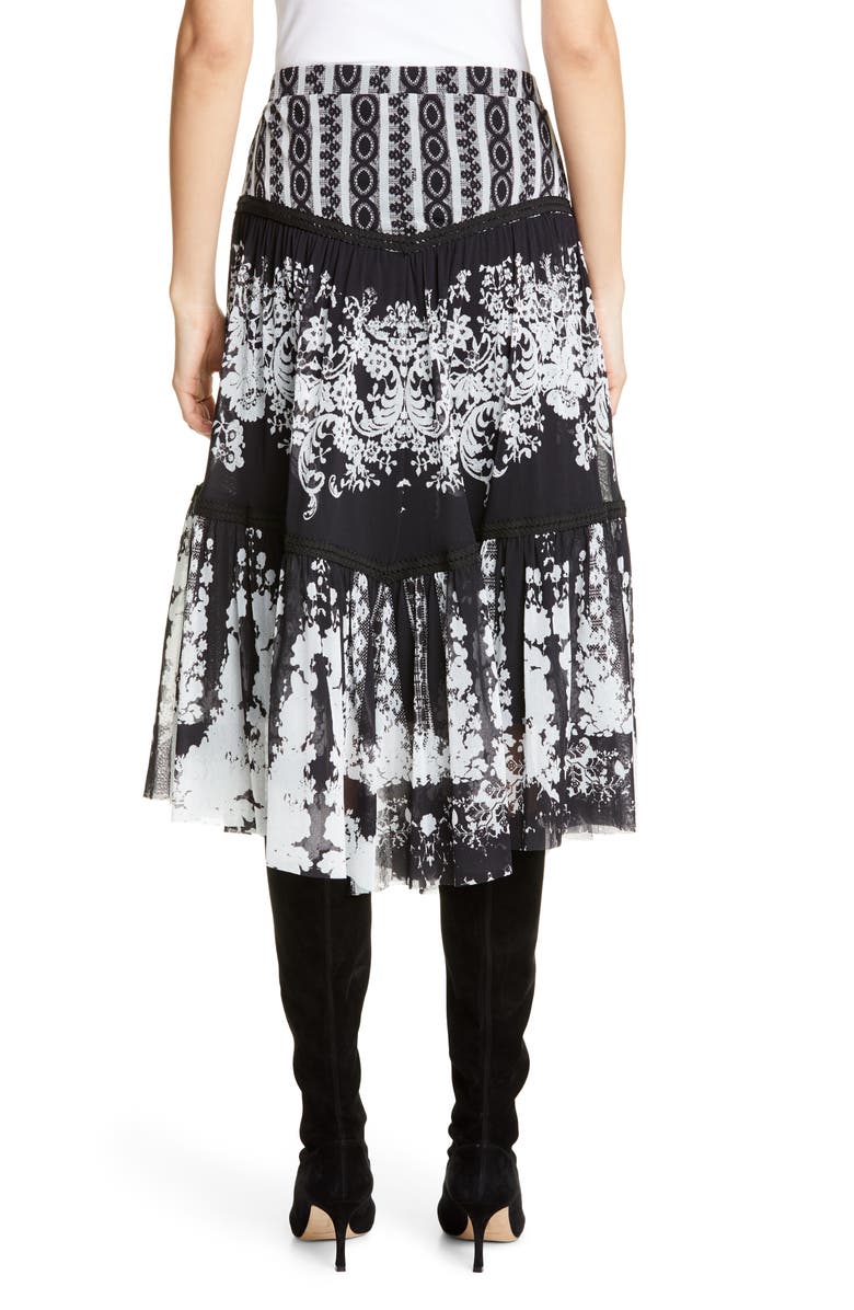 Fuzzi Lace Print Tiered Skirt, Alternate, color, 