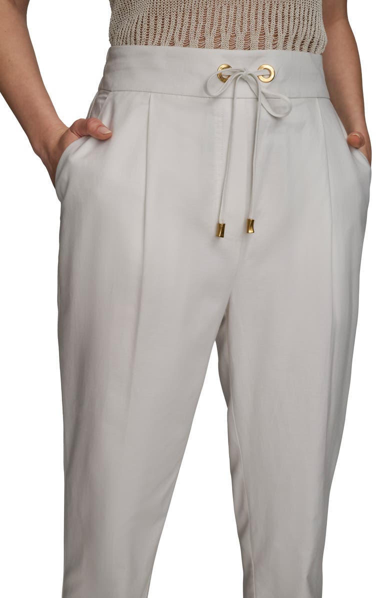Donna Karan New York Cuffed Cotton Blend Drawstring Pants, Alternate, color, Cream