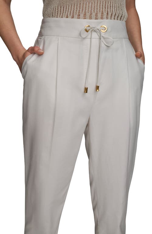 Donna Karan New York Cuffed Cotton Blend Drawstring Pants In Silver