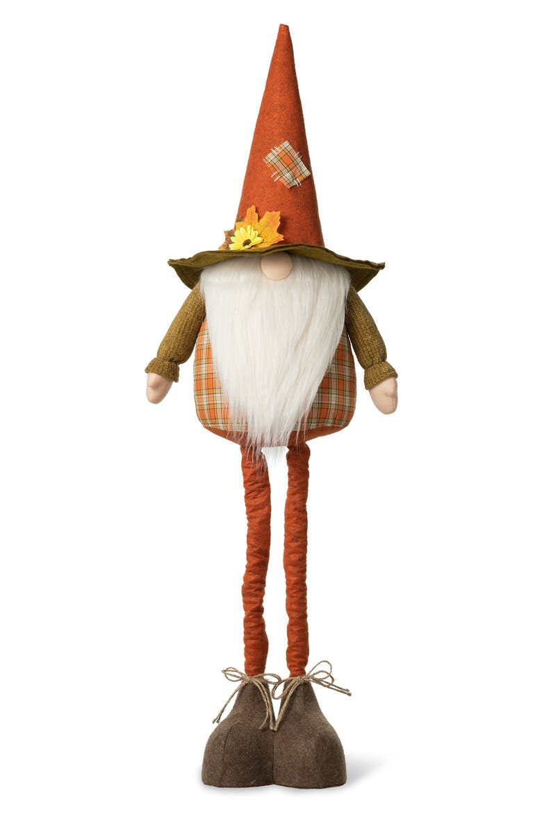 Telescoped Fabric Fall Gnome Standing Decor, Main, color, Orange
