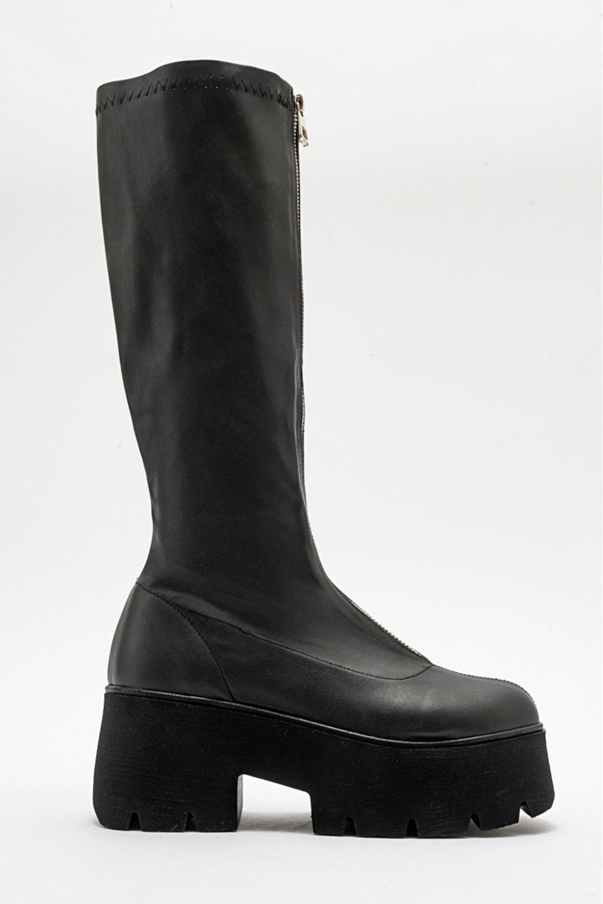 Prologue Shoes Amaronte Chunky Boot, Alternate, color, Black Stretch Faux Leather