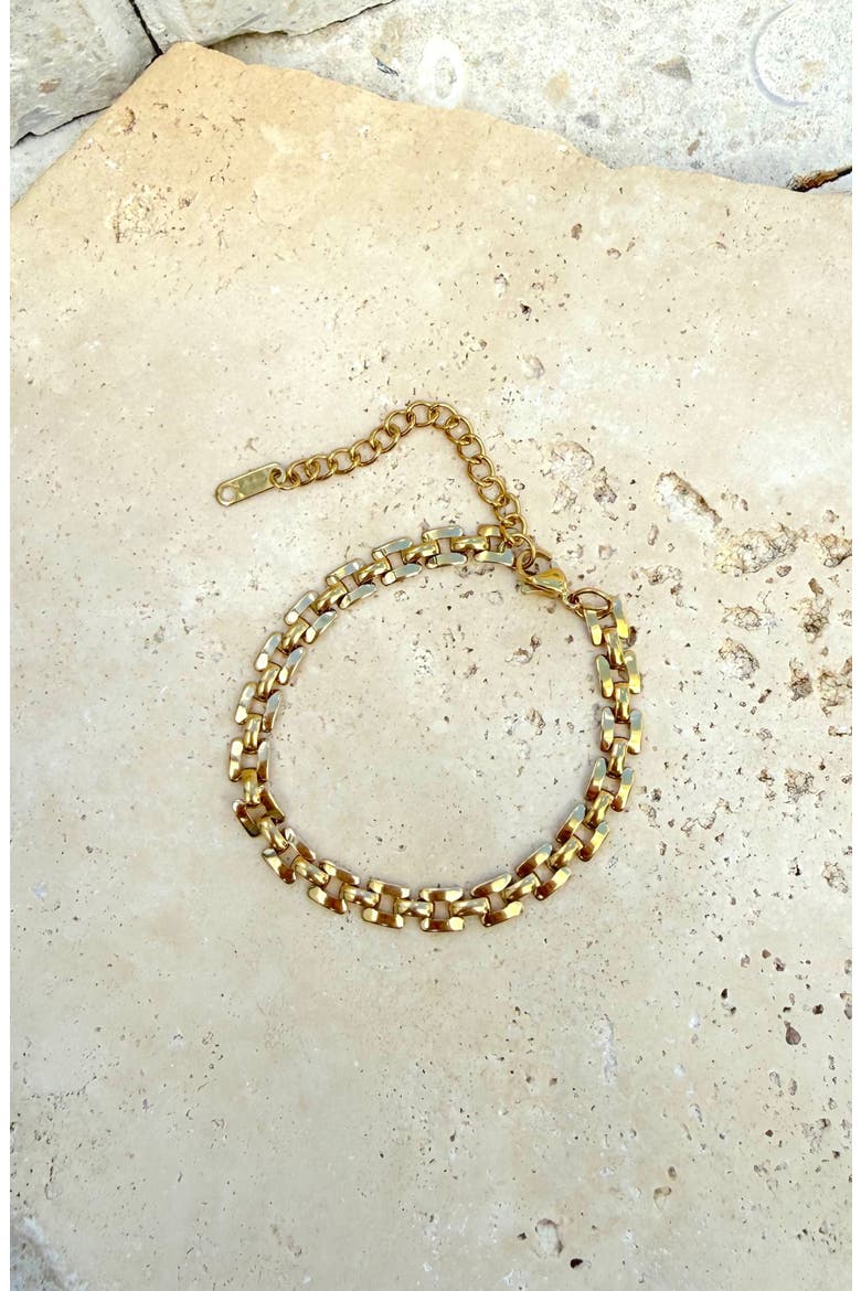 Geometric Link Chain Bracelet, Alternate, color, GOLD