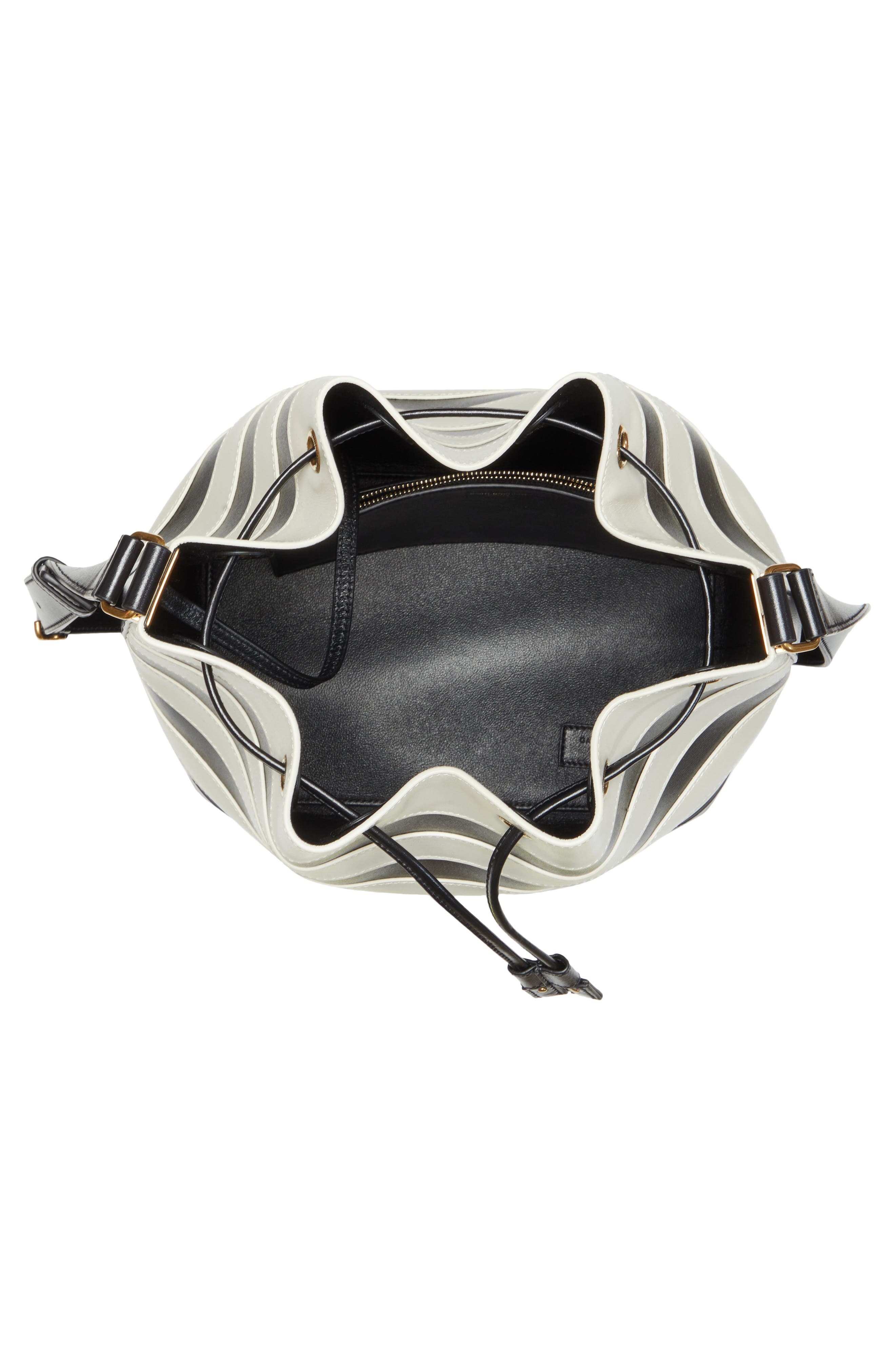 Saint Laurent Seau Stripe Calfskin Leather Bucket Bag, Alternate, color, 