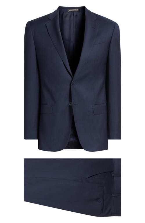 Emporio Armani G-line Slim Fit Blue Mélange Wool Suit In Blue