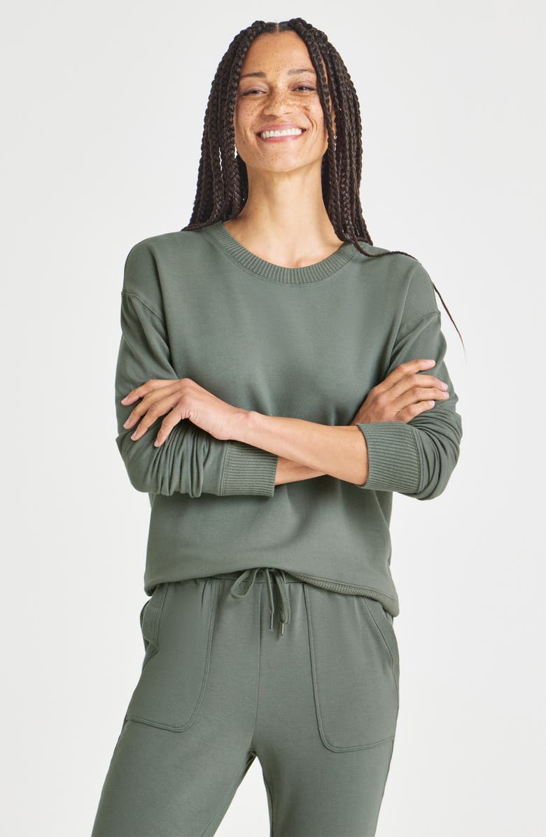 Splendid Supersoft Sweatshirt, Alternate, color, Soft Vintage Olive Branch