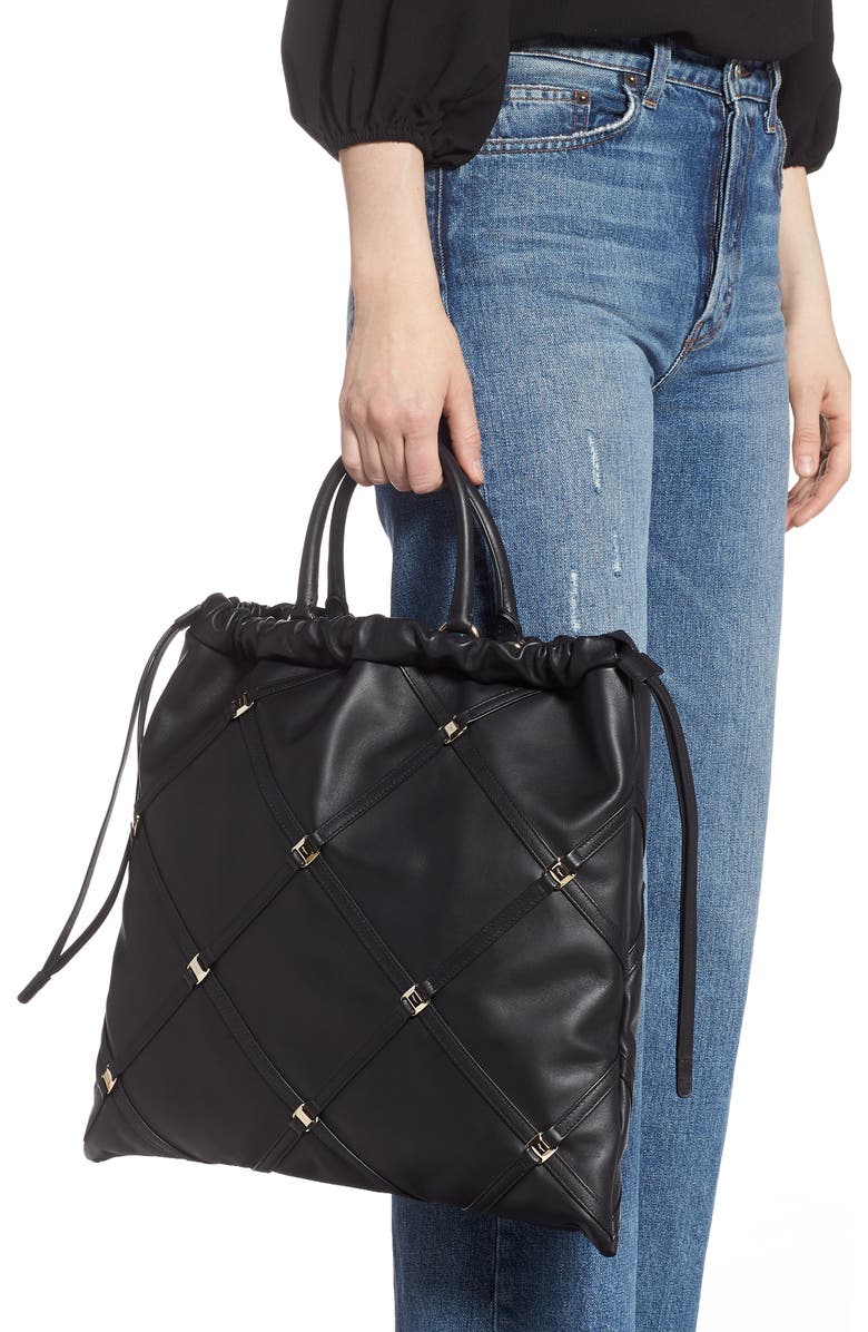 FERRAGAMO Salvatore Ferragamo Vara Caged Calfskin Leather Tote, Alternate, color,