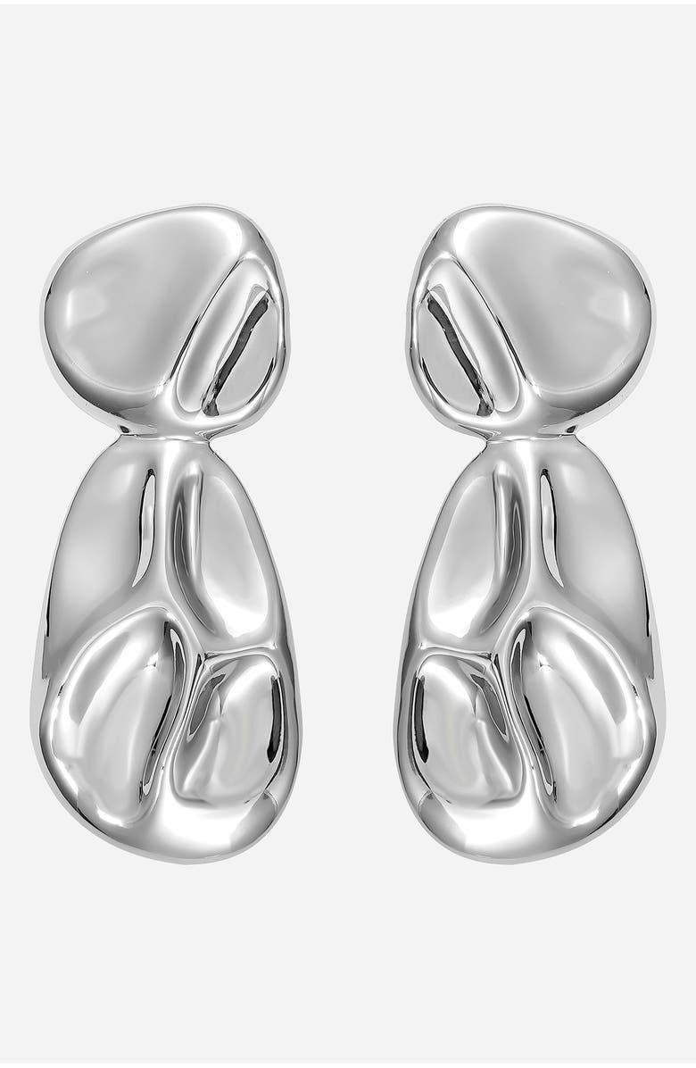 RIVKA FRIEDMAN White Rhodium Plated Pebble Drop Earrings, Alternate, color, 