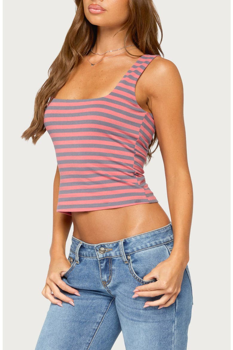 Striped Built-In Bra Tank Top, Alternate, color, RED-WASHED-AND-GRAY