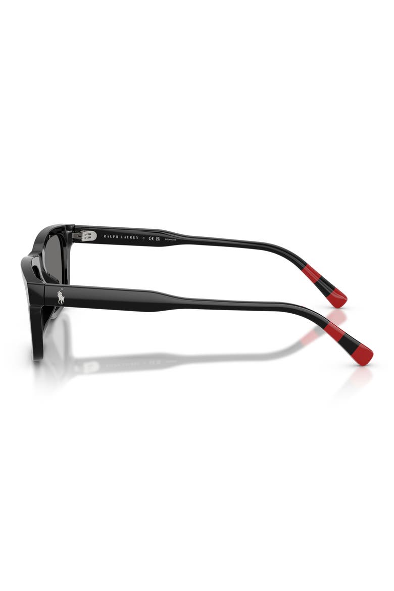 PH4240U 54mm Polarized Rectangular Sunglasses, Alternate, color, SHINY BLACK / POLAR DARK GREY