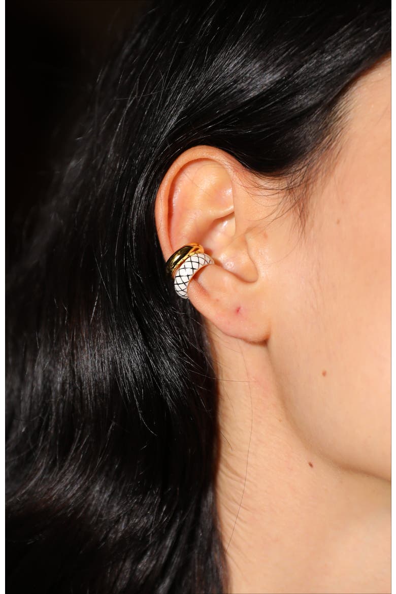 Uraeus Ear Cuff, Alternate, color, White & Gold