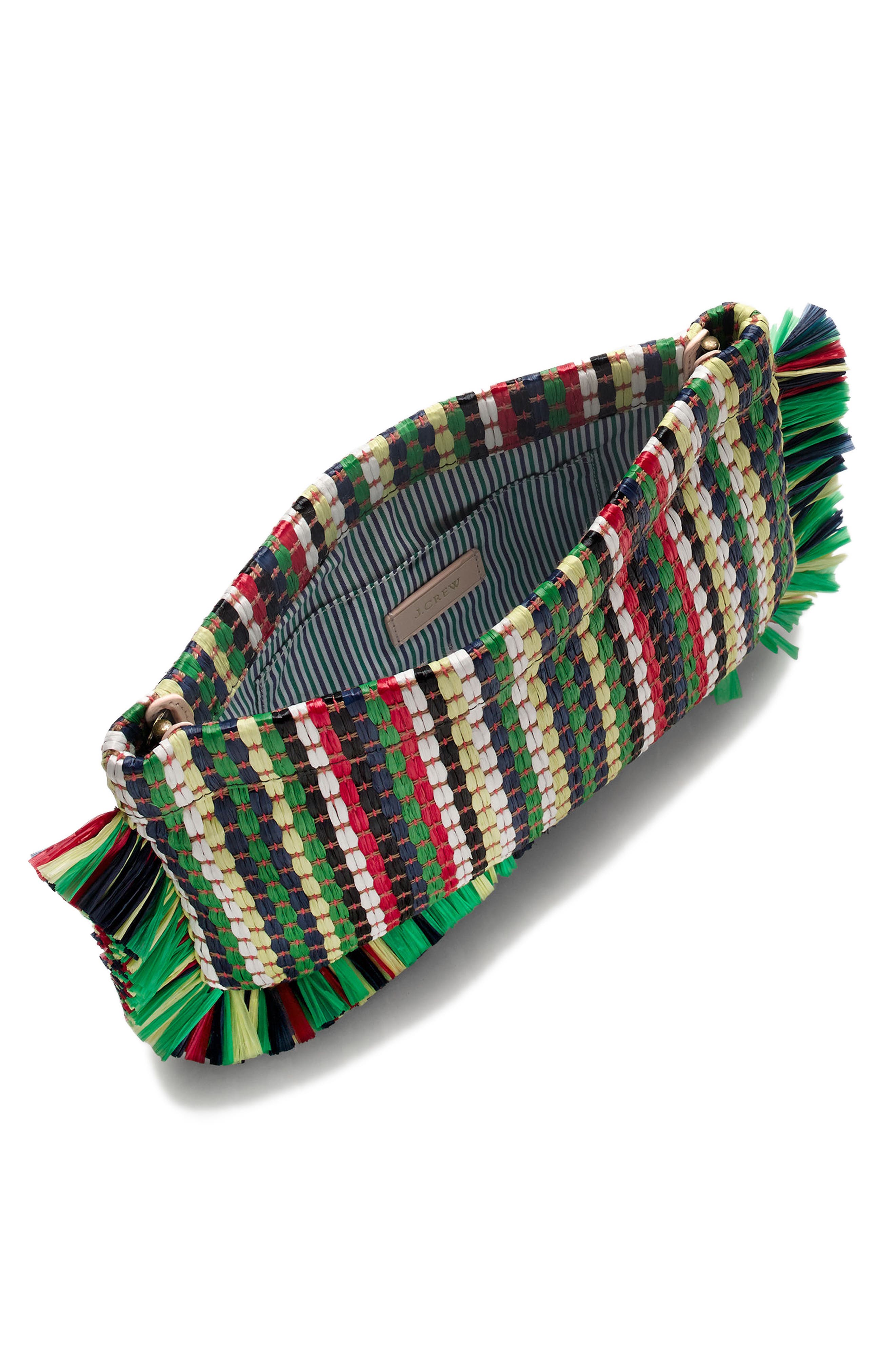 J.Crew Stripe Straw Clutch Bag, Alternate, color, 