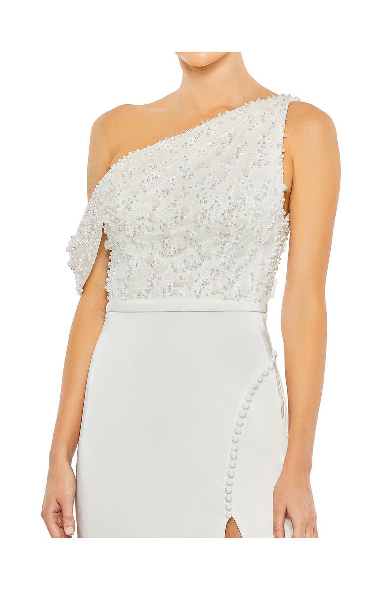 Mac Duggal Beaded One-Shoulder Column Gown, Alternate, color,