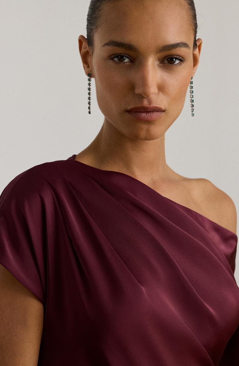 Lauren Ralph Lauren Satin Off the Shoulder Gown, Alternate, color, Dark Garnet