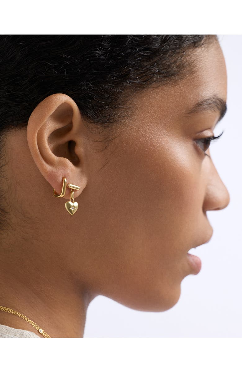 Astley Clarke Gold Biography Heart Stud Drop Earrings, Alternate, color, Gold