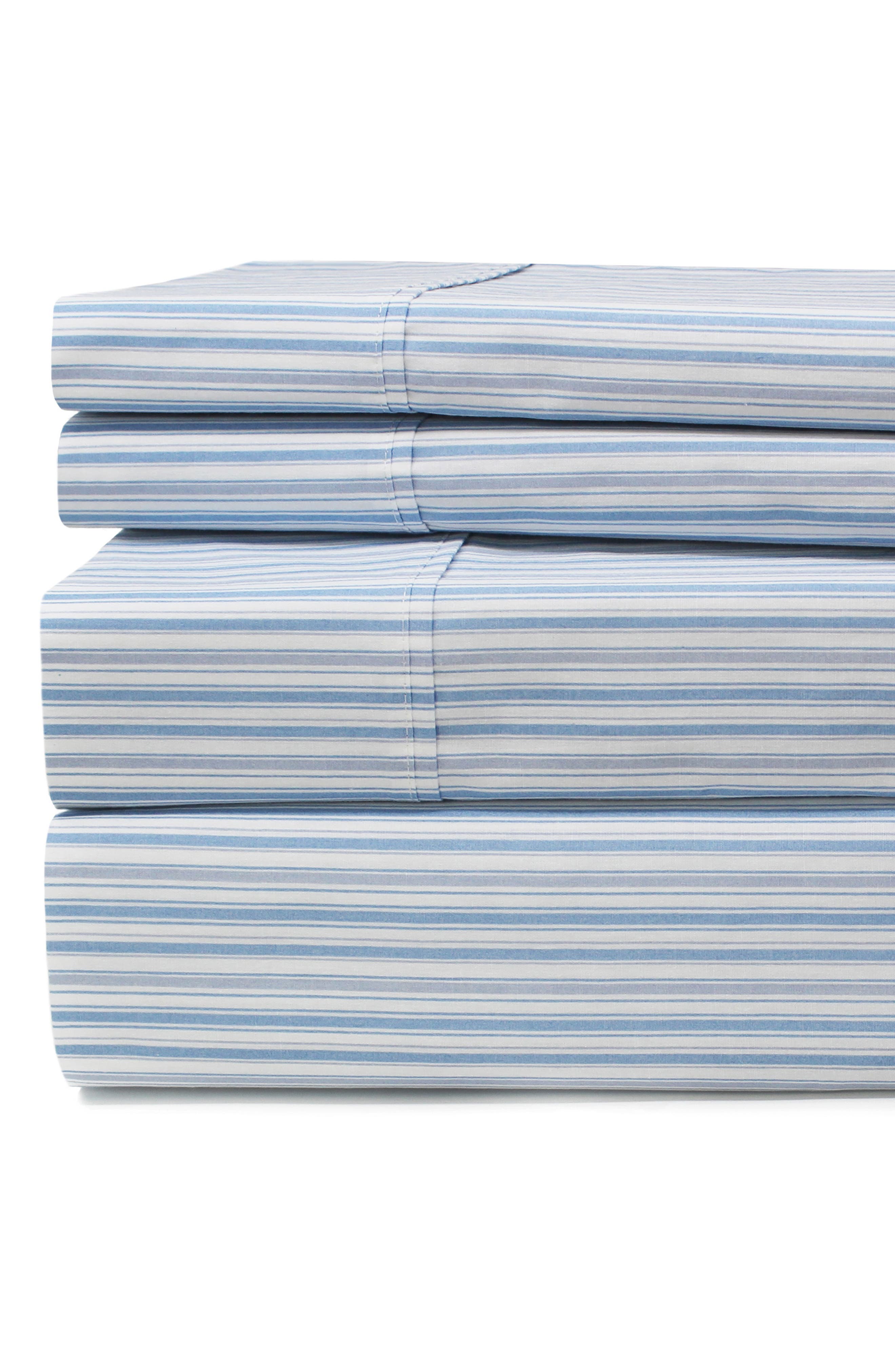 MELANGE HOME Percale Stripe 200 Thread Count Sheet Set