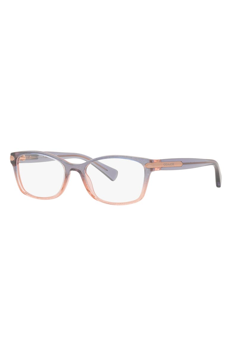 COACH 51mm Rectangular Optical Glasses, Alternate, color, Violet Peach / Demo Lens