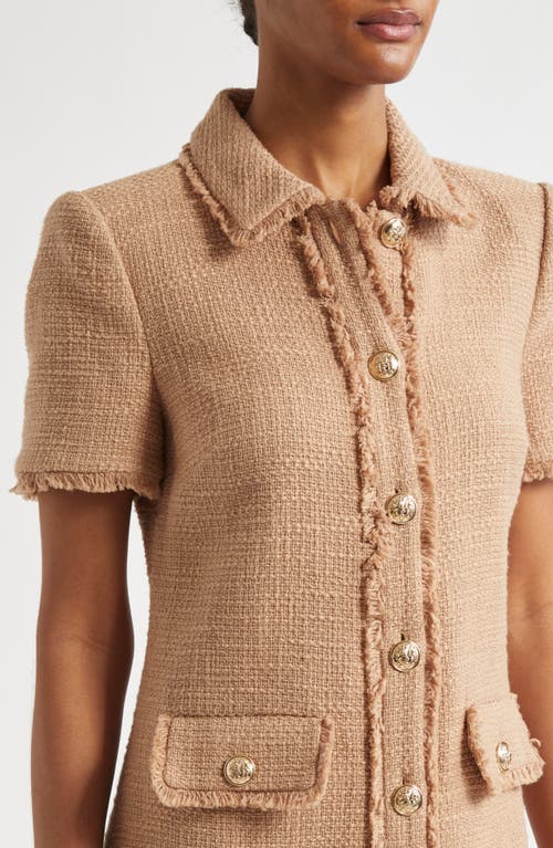 Cinq À Sept Pammy Cotton Tweed Mini Shirtdress In Brown