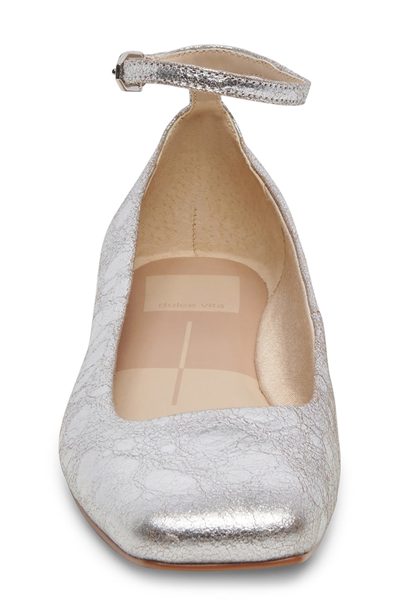 Dolce Vita Ashya Square Toe Flat, Alternate, color, Silver