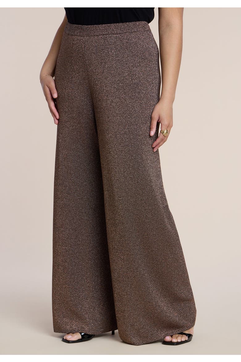 Shimmer Knit Wide Leg Sweater Pant, Alternate, color, BURNISHED GOLD