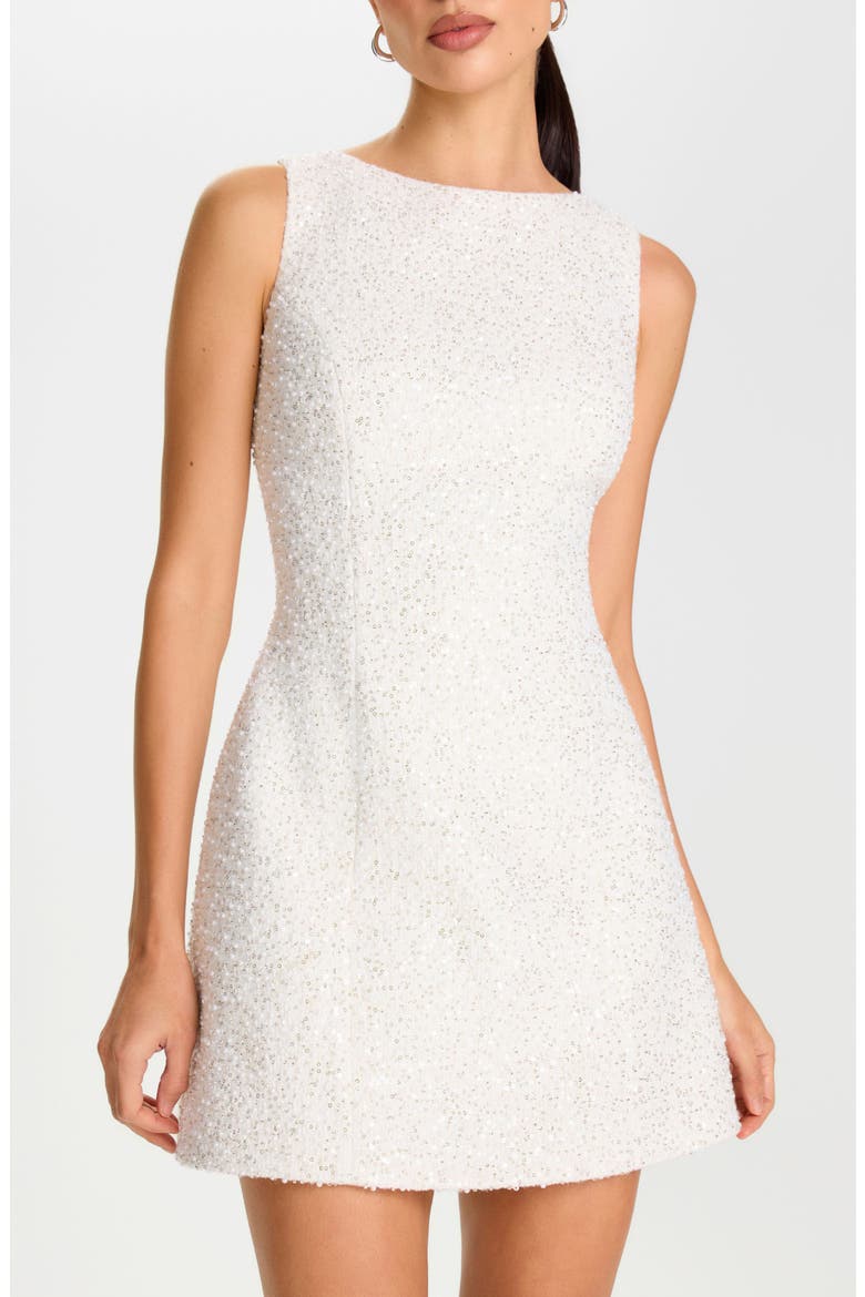 Sequin Cocktail Minidress, Alternate, color, IVORY